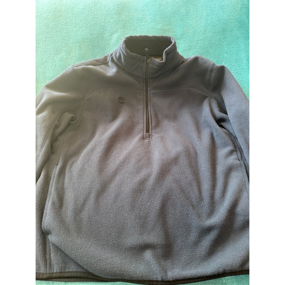 Timberland Mens Quarter Zip Fleece Pullover Charcoal Gray Logo Size Large L/G